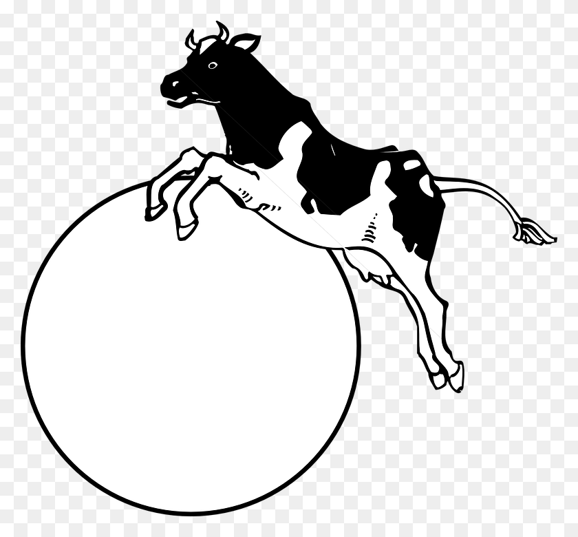 780x720 Royalty Free Stock Clip Art At Clker Com Vector Online Cow Jumping Over The Moon Drawing, Stencil, Stain HD PNG Download