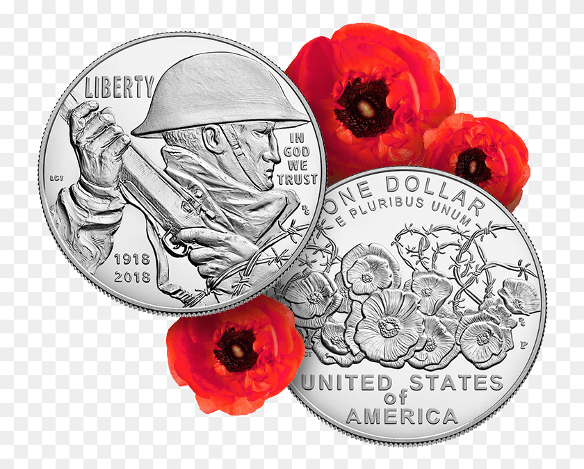 736x615 Royalty Free World War I Commemorative World War I Centennial 2018 Proof Silver Dollar, Coin, Money, Plant HD PNG Download