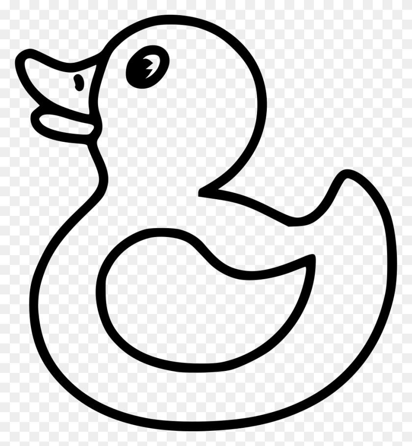 900x980 Rubber Duck Free Image Black And White Rubber Duck Clip Art, Text, Number, Symbol HD PNG Download