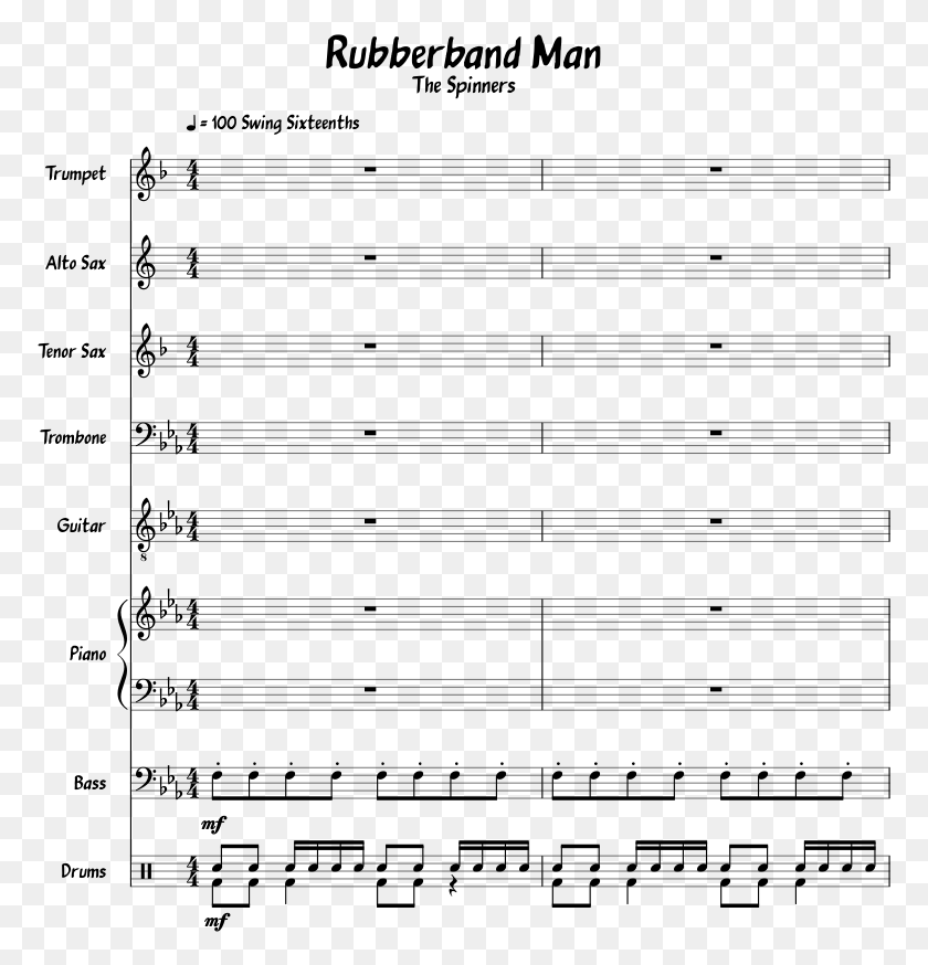 773x814 Rubberband Man Sheet Music For Piano Trumpet Alto Top Of My Head Roy Hargrove Lead Sheet, Gray, World Of Warcraft HD PNG Download