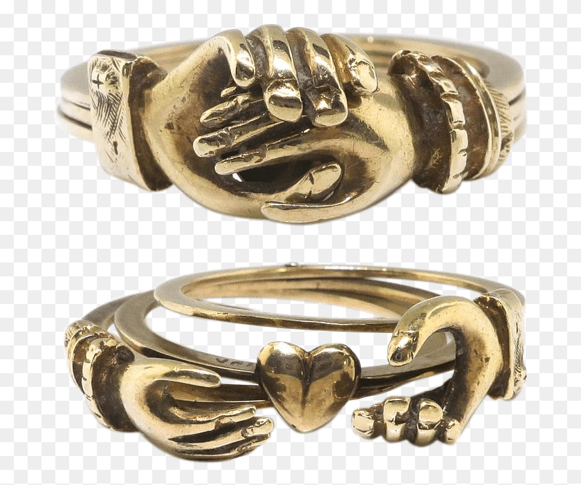 693x642 Ruby Lane Rare Antique Gimmel Ring, Золото, Аксессуары, Аксессуар Hd Png Скачать