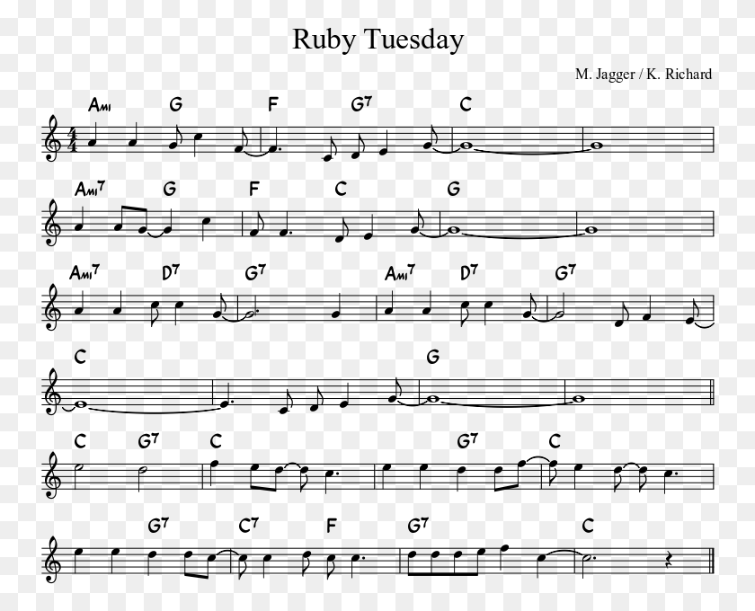 750x620 Ruby Tuesday Sheet Music Composed By M Ruby Tuesday Musescore, Gray, World Of Warcraft HD PNG Download