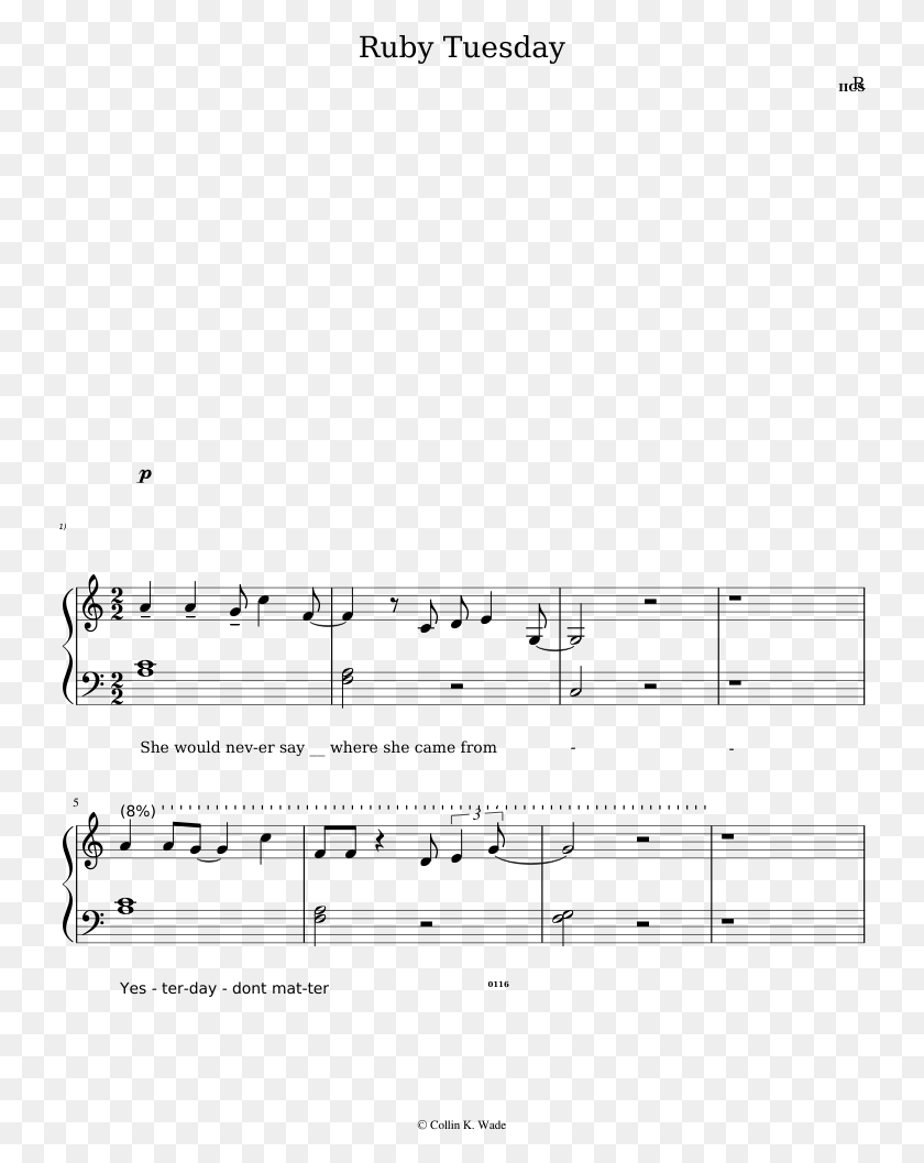735x997 Ruby Tuesday Sheet Music Composed By R 1 Of 3 Pages Sheet Music, Gray, World Of Warcraft HD PNG Download