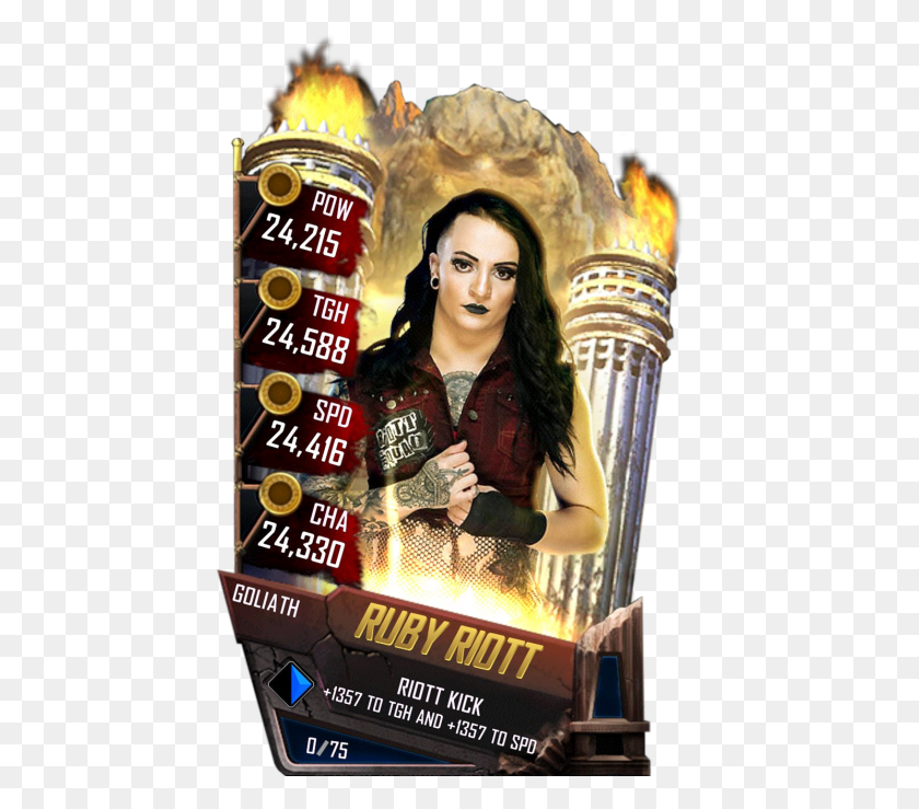 448x679 Descargar Png Rubyriott S5 22 Gothic2 Supercard Rubyriott S5 24 Shattered Wwe Supercard Ember Moon, Persona, Humano, Anuncio Hd Png