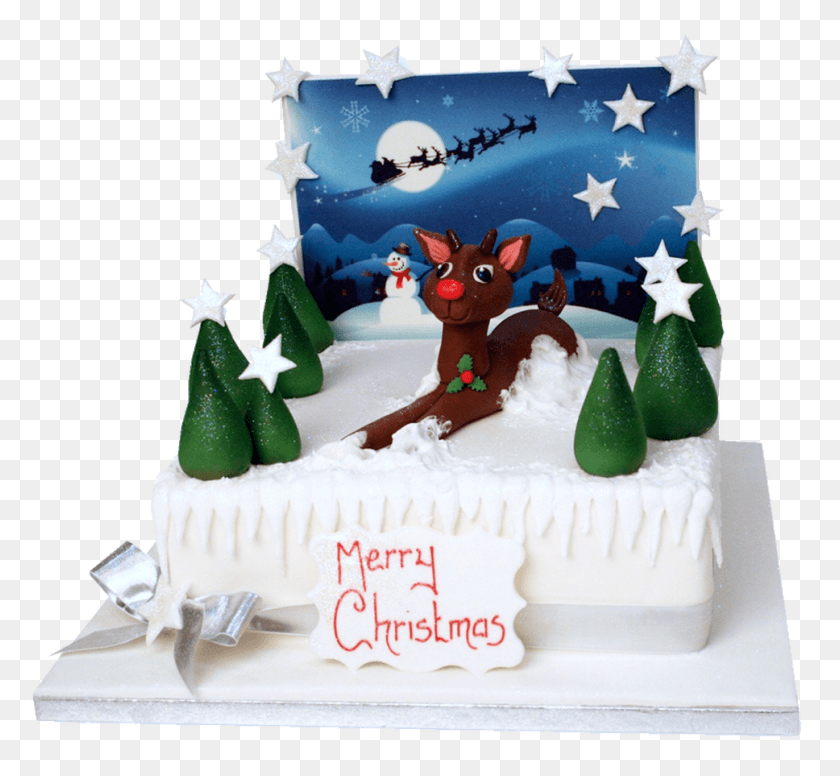 968x889 Rudolf Christmas Cake Cake Decorating, Birthday Cake, Dessert, Food HD PNG Download