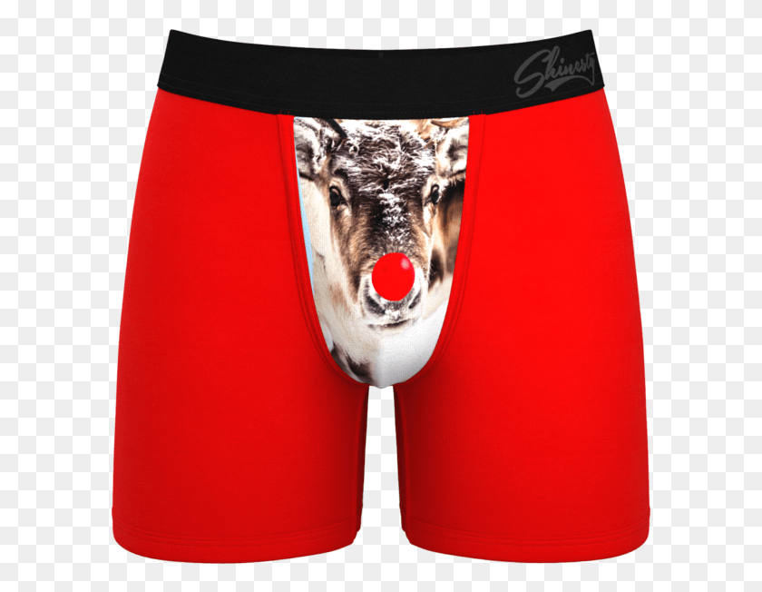 597x592 Rudolph Nose Reindeer Boxers, Clothing, Apparel, Shorts HD PNG Download