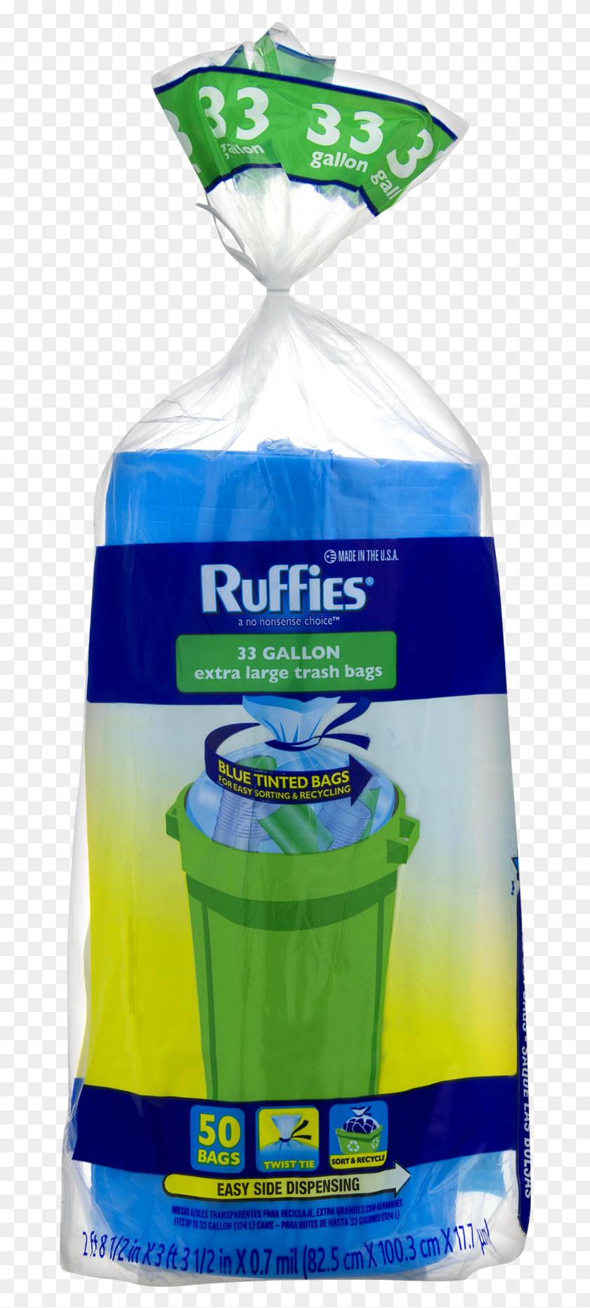 672x1801 Ruffies Extra Large Twist Tie Trash Bags 33 Gallon Ruffies, Towel, Tissue, Paper Towel HD PNG Download