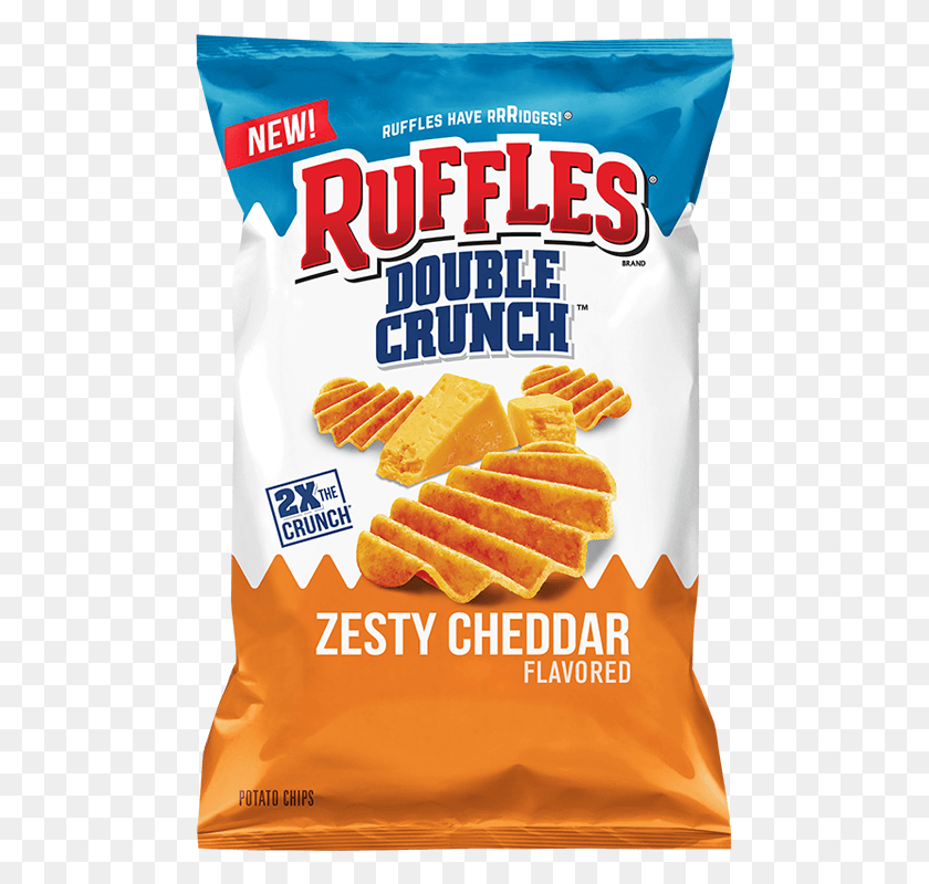 488x740 Ruffles Double Crunch Zesty Cheddar Flavored Potato New Ruffles Chips Double Crunch Zesty Cheddar, Bread, Food, Cracker HD PNG Download