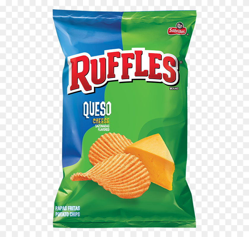488x740 Ruffles Queso Cheese Flavored Potato Chips Potato Chip, Bread, Food, Snack HD PNG Download