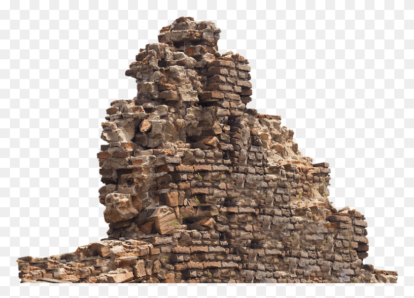 832x581 Ruin Remains Stone Wall Lapsed Old Broken Stone Wall Ruins, Architecture, Building, Triangle HD PNG Download