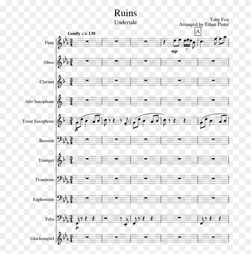 694x791 Ruins Sheet Music Composed By Toby Fox 1 Of 13 Pages Ruins Undertale Alto Sax Sheet Music, Gray, World Of Warcraft HD PNG Download