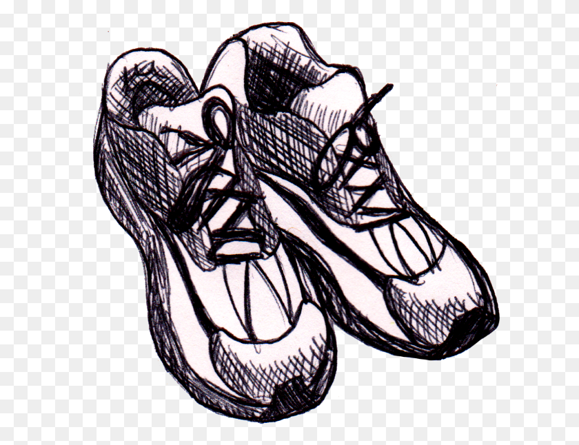 612x586 Run Through The Nations South Lakes Park Drawing Of Running Shoes, Clothing, Apparel, Shoe HD PNG Download