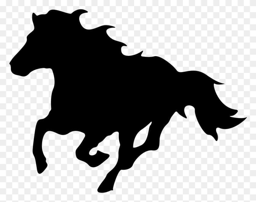 981x762 Running Horse Facing The Left Direction Silhouette Cavalo Correndo, Stencil, Cow HD PNG Download