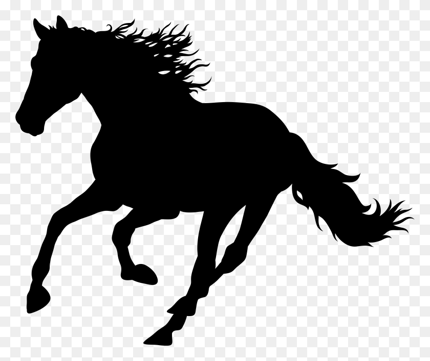 7843x6513 Running Horse Silhouette Transparent Clip Art Image, Gray, World Of Warcraft HD PNG Download
