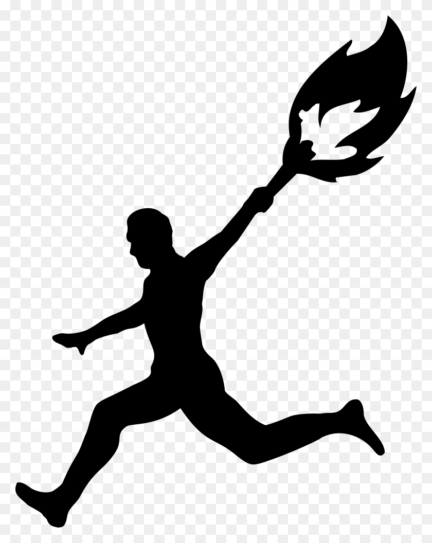 3420x4370 Бегущий Олимпийский Факел Клипарт Черно-Белый, Серый, Мир Варкрафта Png Скачать