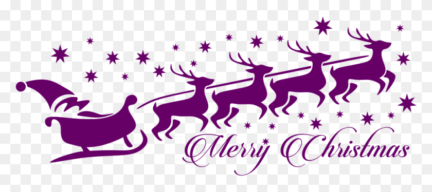 961x387 Rusa Natal Santa And Reindeer Silhouette, Symbol, Logo, Trademark HD PNG Download