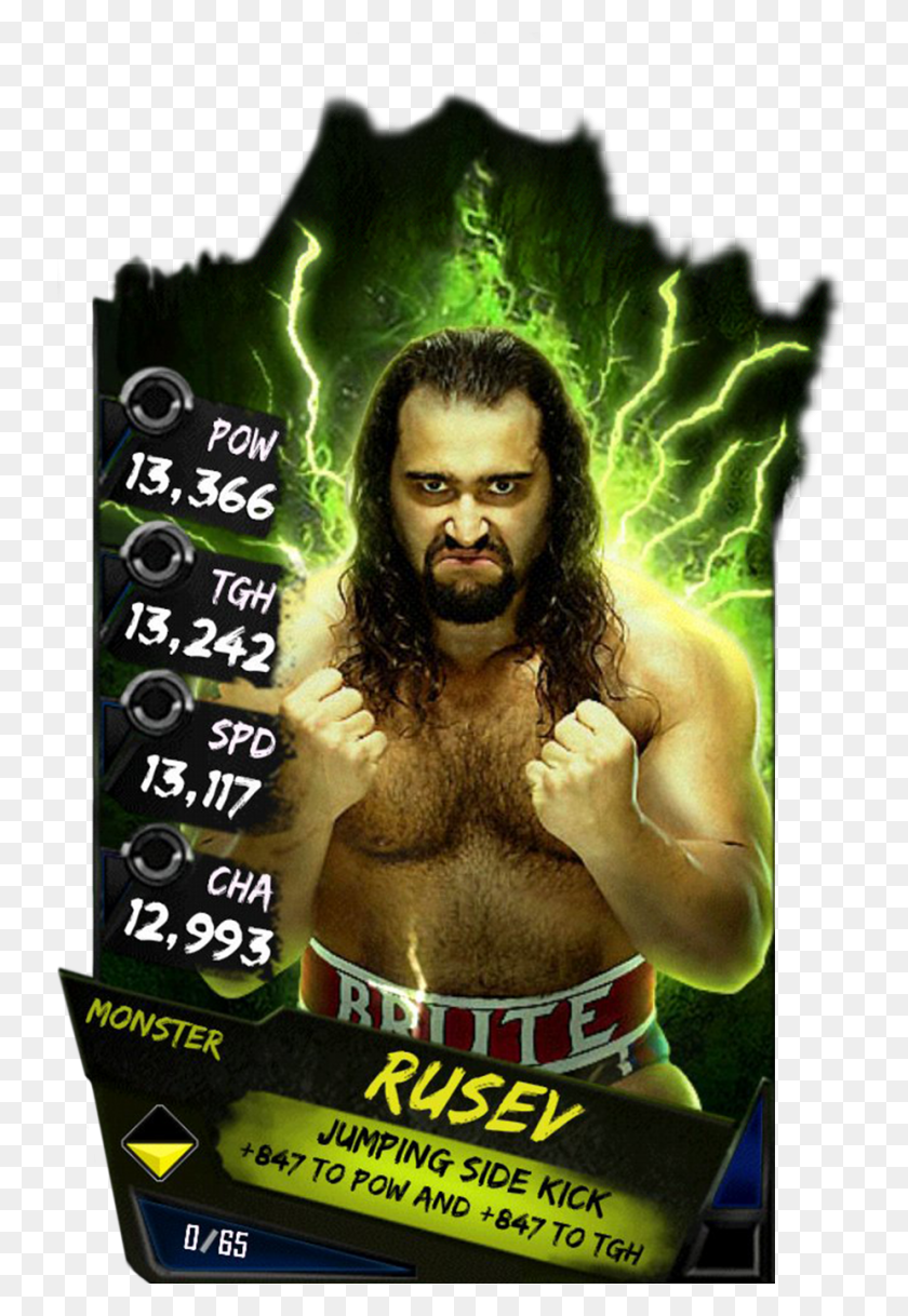 733x1158 Rusev S4 17 Monster Wwe Supercard Velveteen Dream, Advertisement, Person, Human HD PNG Download