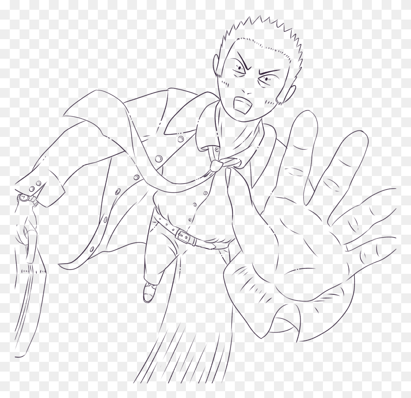 1801x1742 Rushing Guy Lineart 385 Kb Line Art, Person, Human, Hand HD PNG Download