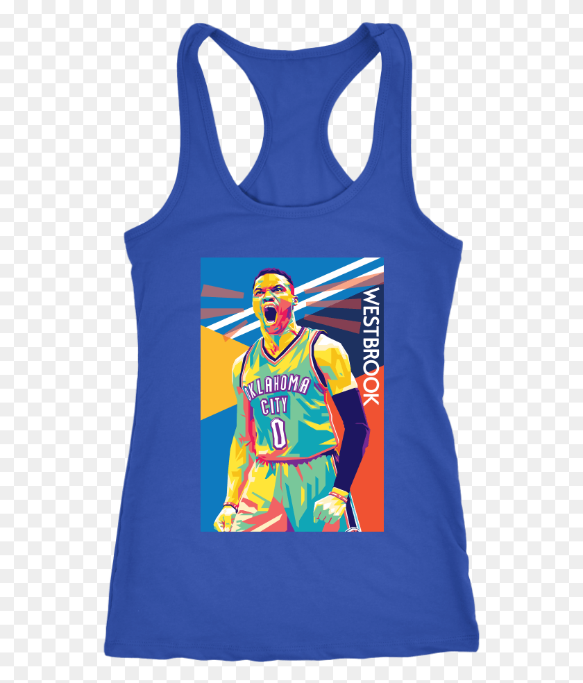 544x924 Russell Westbrook Pop Art Racerback Tank Shirt, Clothing, Apparel, Person HD PNG Download