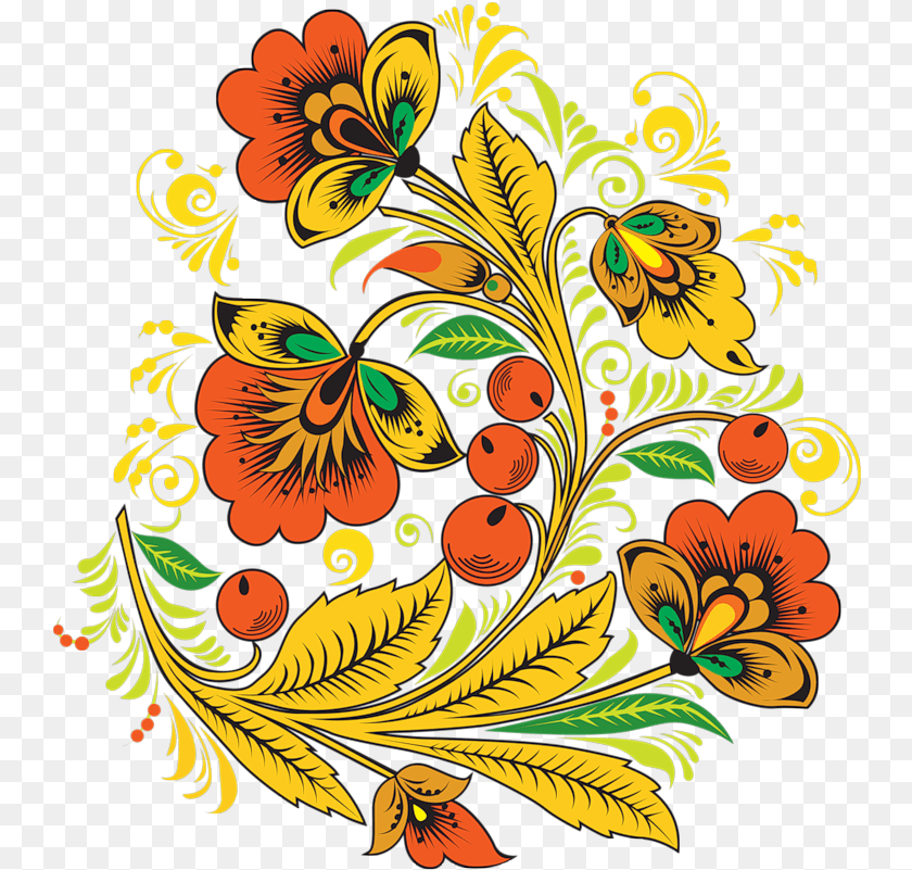 747x801 Russian Flower Bunch Pattern Clipart Download Russian Folk Art Painting Flowers, Floral Design, Graphics, Person Sticker PNG