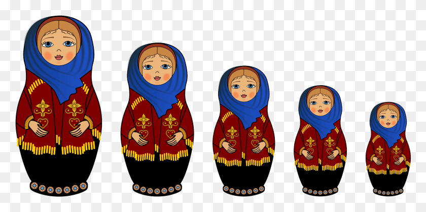2183x1004 Russian Nesting Dolls Matryoshka Doll Clipart, Clothing, Apparel, Sweatshirt Descargar Hd Png
