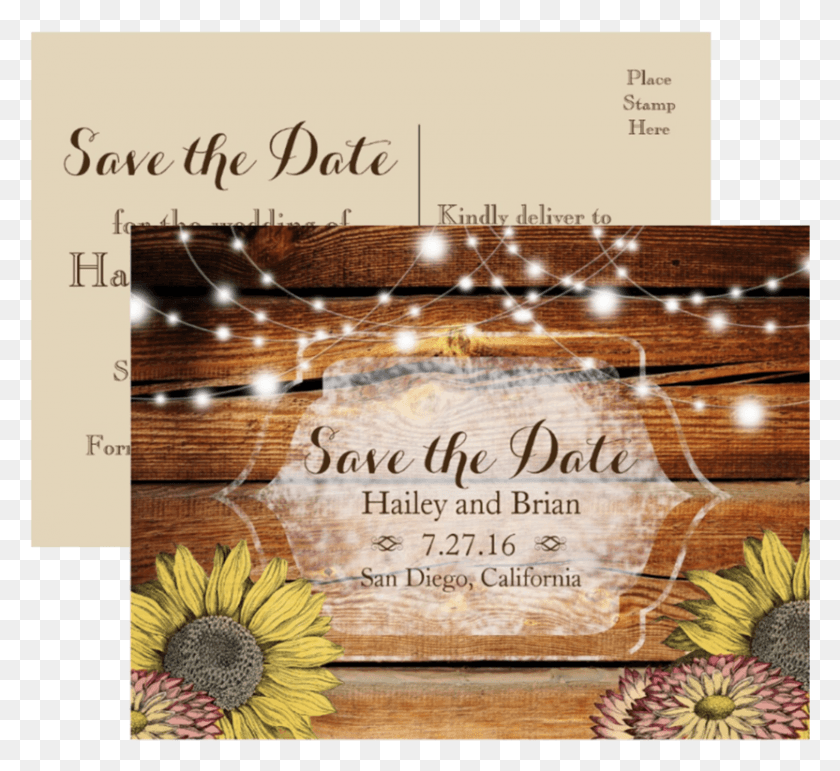 832x759 Rustic Save The Date Combo Gerbera, Text, Paper, Label HD PNG Download