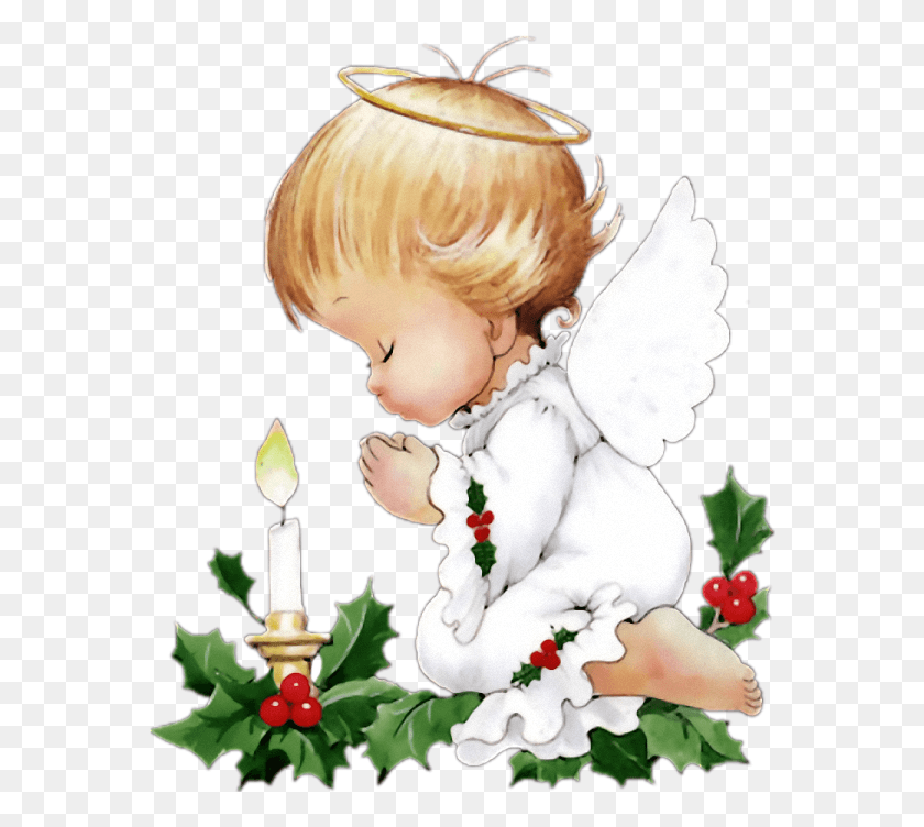572x692 Descargar Png Ruth Morehead Angel Illustration Vintage Christmas Baby Angel Orando, Vela, Persona Hd Png