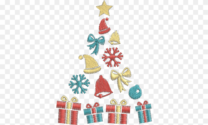 388x506 Rvore Enfeites De Natal Embroidery, Pattern, Stitch Sticker PNG