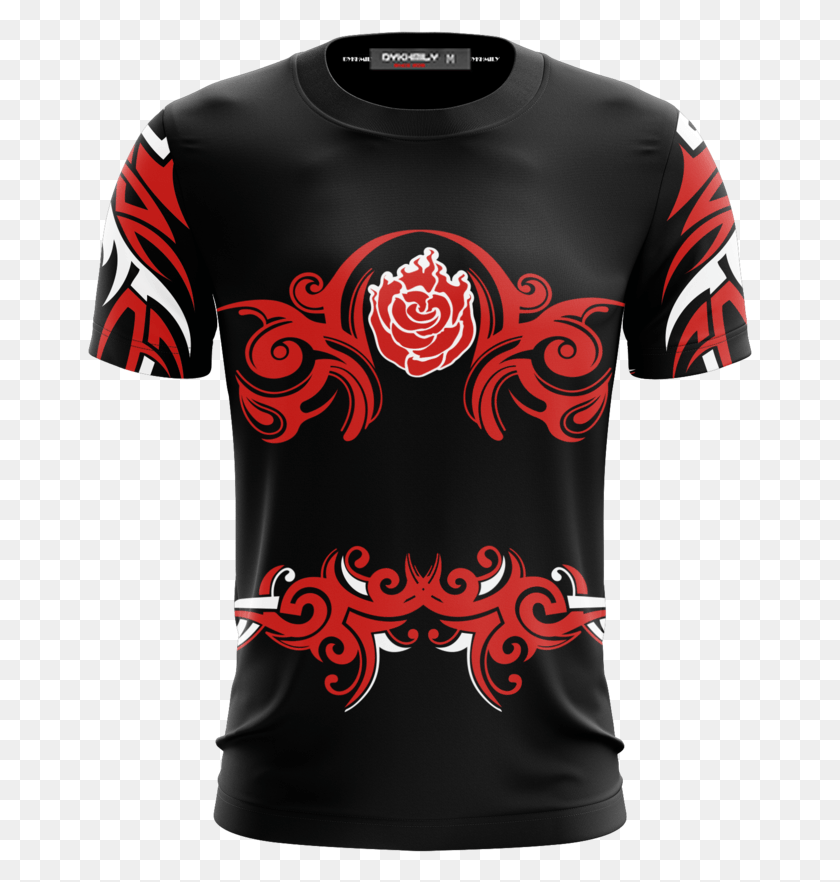 665x822 Футболка Rwby Ruby Rose Symbol Unisex 3D С Принтом, Активная Рубашка, Одежда, Одежда, Рукав Png Скачать