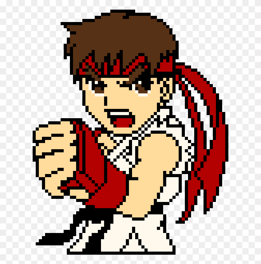 631x791 Ryu Pixel Art Street Fighter Akuma, Rug, Face, Graphics HD PNG Download