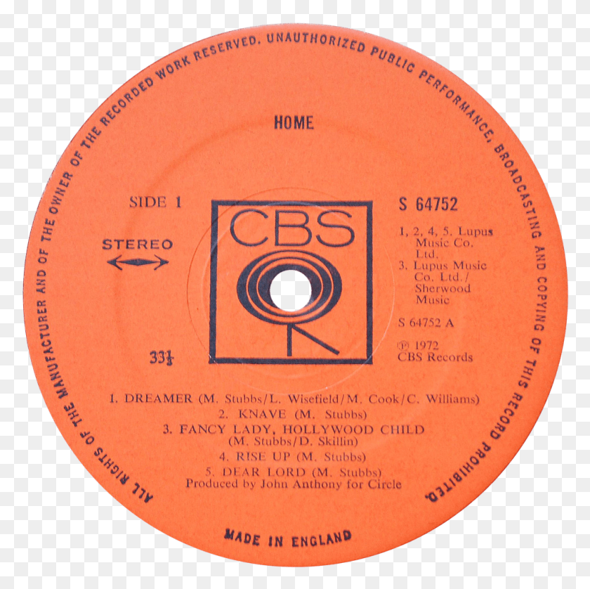 1000x998 S 64752 Home Label Cbs Records, Disk, Dvd, Text HD PNG Download