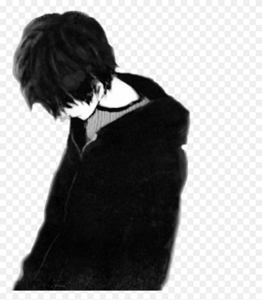 801x927 Sad Boy Black Only Me Anime Boy Depression Drawings Of A Boy, Clothing, Apparel, Person HD PNG Download