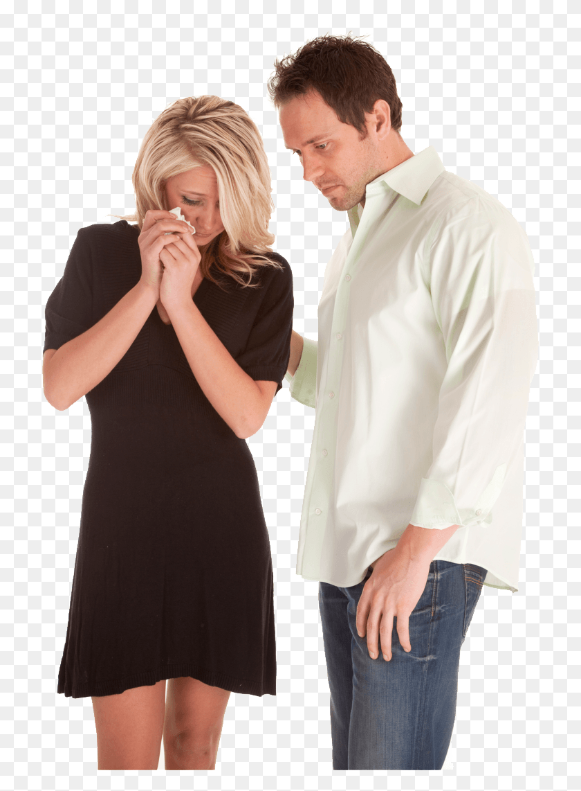Sad Couple Image Crying Woman Comforted By Man, Clothing, Apparel ...