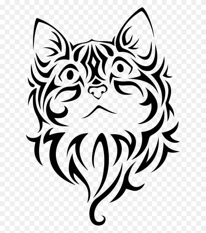 628x889 Sad Face Cat Tattoo Photo Tribal Kitten, Stencil, Tiger, Wildlife Descargar Hd Png
