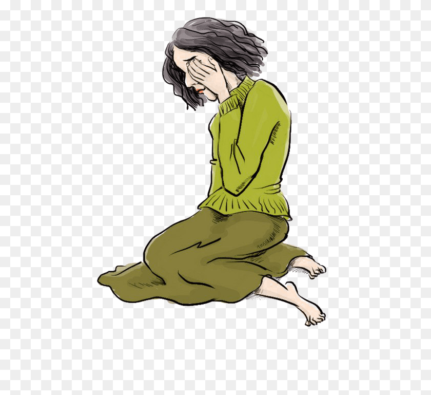 650x709 Sad Girl Transparent Sad Girl Drawing, Person, Human, Kneeling HD PNG Download