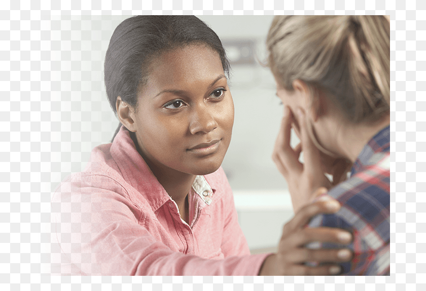 698x515 Sad Woman Meets With Provider Listening To Someone, Person, Human, Face HD PNG Download