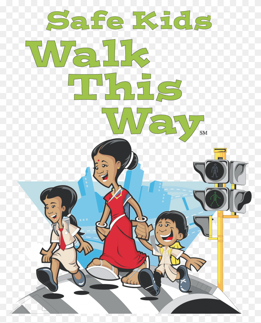 961x1211 Safe Kids Walk This Way Safe Kids Foundation Graphic Kids Kare Pediatrics, Person, Human, Comics HD PNG Download