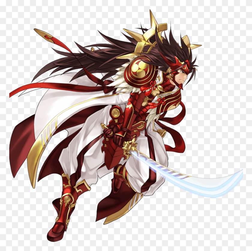 851x847 Safebooru Boy Armor Attack Brown Eyes Brown Hair Feathers Fire Emblem Heroes Ryoma Special, Dragon, Horse, Mammal HD PNG Download