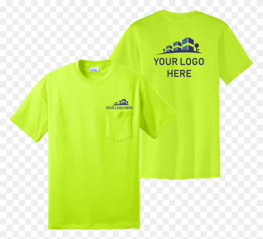 1280x1160 Descargar Png Logos De Seguridad Para Camisetas Camisa Verde De Seguridad Delantero Atrás, Ropa, Vestimenta, Camiseta Hd Png