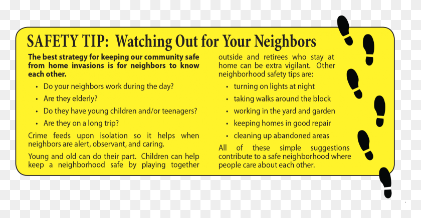 1910x923 Safetytip Safety Tips For Neighbors, Text, Paper, Poster HD PNG Download