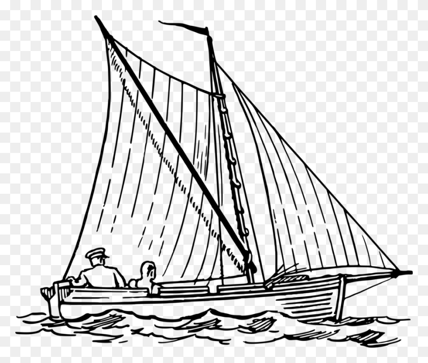 896x750 Sailboat Sailing Ship Drawing Sailing Black And White Clip Art, Gray, World Of Warcraft HD PNG Download