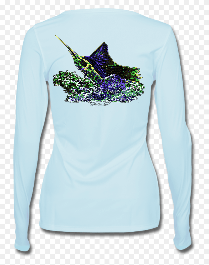 739x1005 Sailfish Explosion Ladies Performance Gear Performance Long Sleeved T Shirt, Sleeve, Clothing, Apparel HD PNG Download