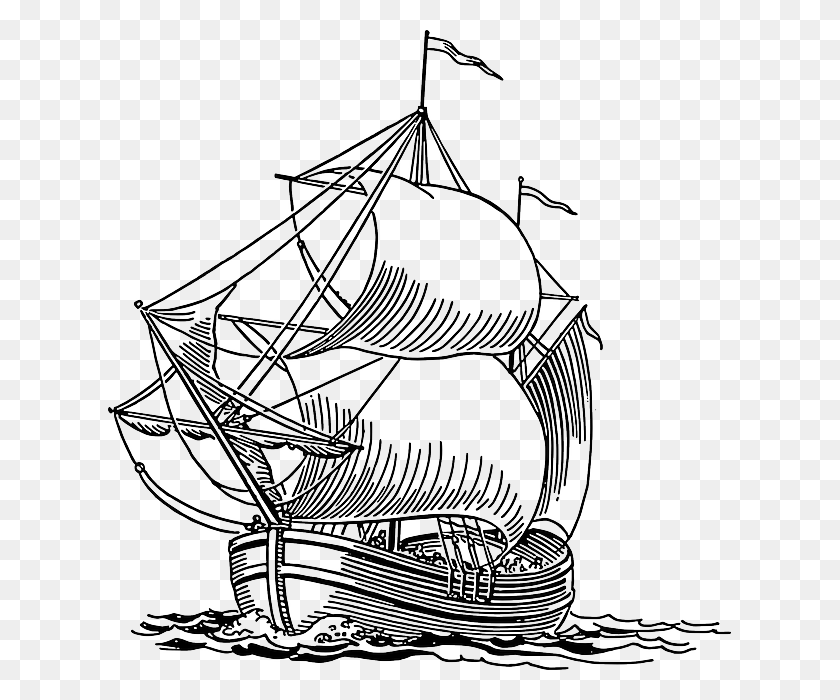 623x640 Sailing Ship Boat Pirate Ocean Sea Travel Drawings Of Boats In The Ocean, Architecture HD PNG Download
