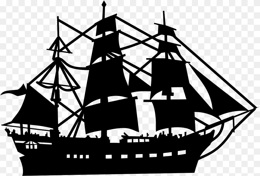 Sailing Ship Silhouette, Boat, Sailboat, Transportation, Vehicle Sticker PNG