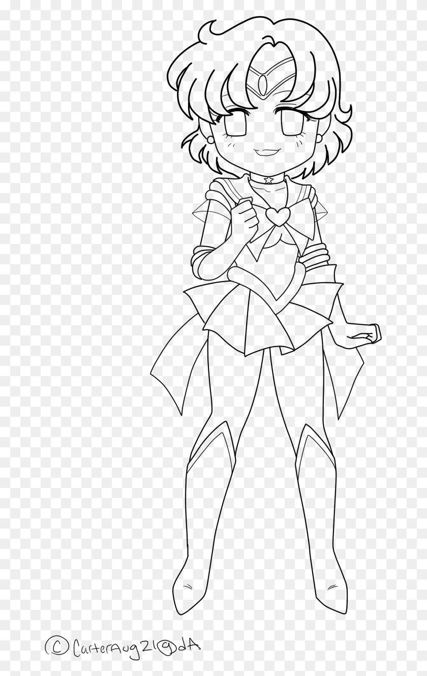 665x1270 Sailor Mercury Lineart By Carteraug21 Sailor Moon Coloring Line Art, Gray, World Of Warcraft HD PNG Download