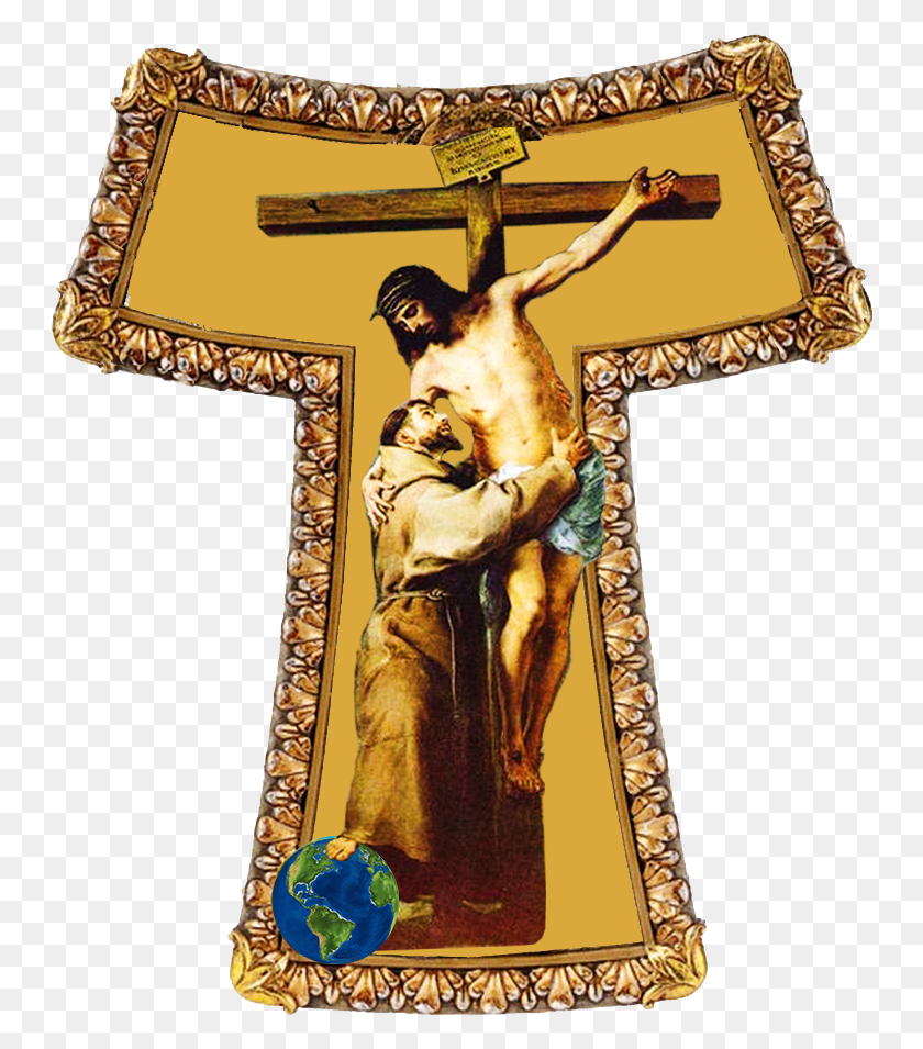 748x895 Saint Francis Of Assisi Embracing The Crucified Christ, Cross, Symbol, Crucifix HD PNG Download