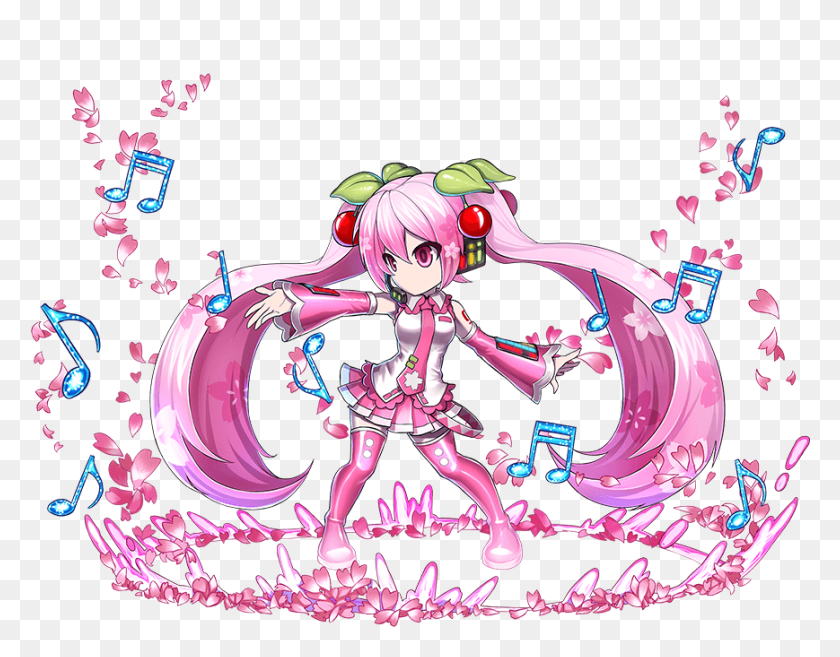 869x666 Descargar Png / Sakura Miku 6 Version Brave Frontier Pink, Graphics, Persona Hd Png