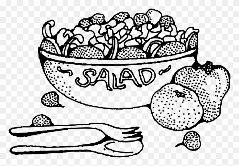 800x539 Salad Clipart Outline Salad Clipart Black And White, Gray, World Of Warcraft HD PNG Download