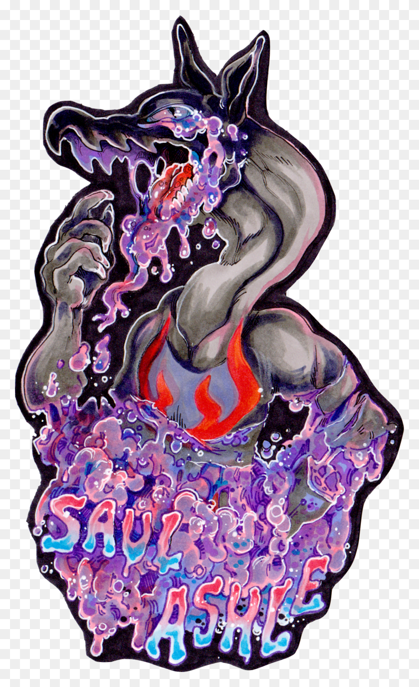 1211x2044 Salazzle Bubbling Poison Illustration, Modern Art, Pattern HD PNG Download