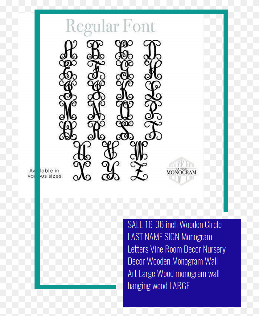 724x966 Venta 16 36 Pulgadas Círculo De Madera Apellido Signo Monograma Patrón, Texto, Número, Símbolo Hd Png Descargar